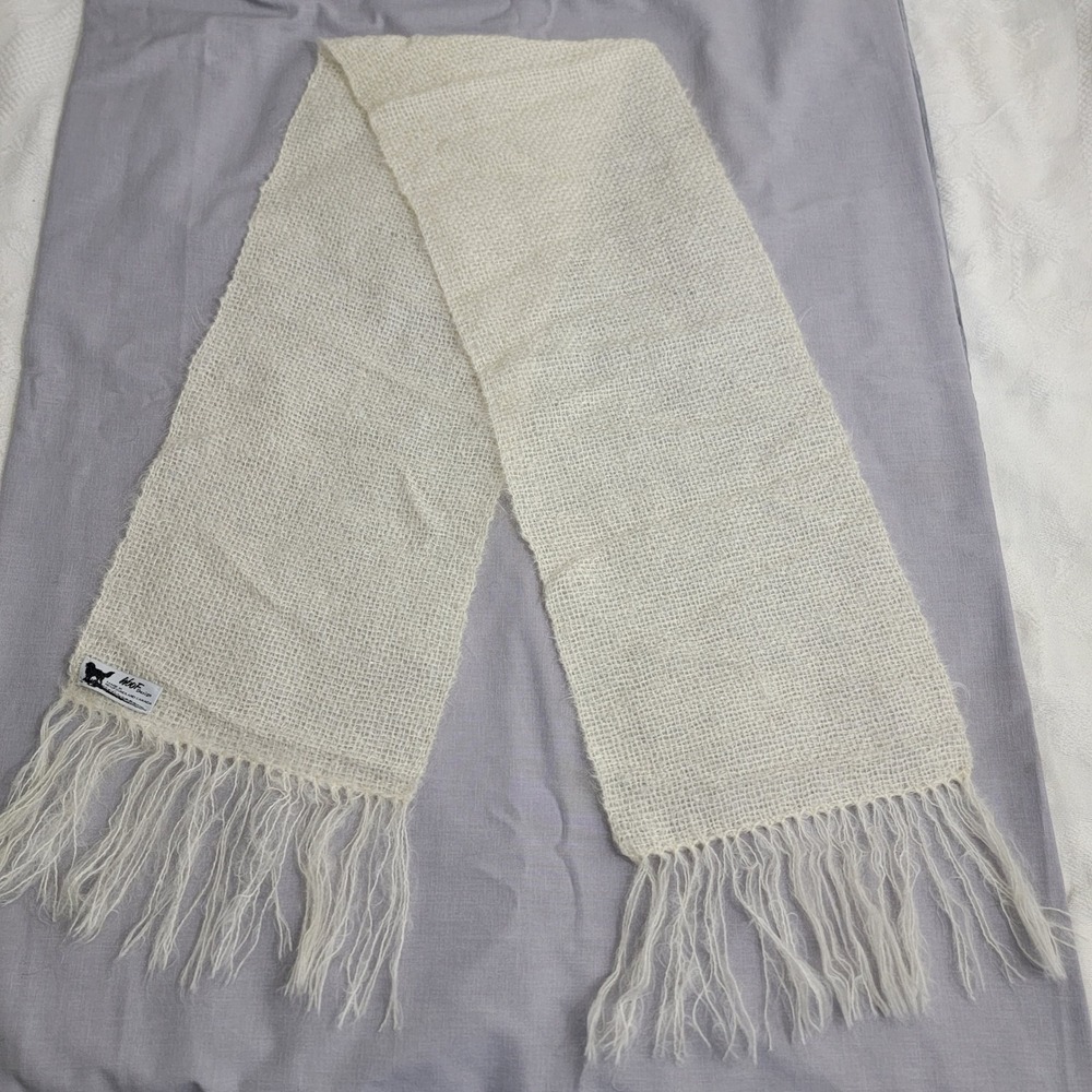 WOOF Design NEW Mohair Scarf Cream Woven Fringe Made in Newfoundland Canada